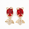 Brass Micro Pave Clear Cubic Zirconia Pendants KK-N231-275-NF-1