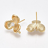 Brass Cubic Zirconia Stud Earring Findings X-KK-S350-412G-2