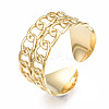 304 Stainless Steel Curb Chain Open Cuff Ring RJEW-T023-16G-3