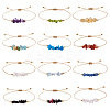 12pcs 12 styles Natural & Synthetic Mixed Gemstone Chips Braided Bead Bracelets Set BJEW-TA0001-14-1