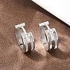 Stripe 304 Stainless Steel Shell Hoop Earrings for Women EJEW-L307-11P-3
