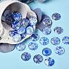 50Pcs Blue and White Printed Glass Cabochons GGLA-SZ0001-23-5