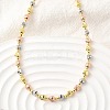 4MM Three-color Brass Textured Round Beaded Necklaces for Women NJEW-D314-12PG-1