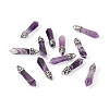 12Pcs Bullet Natural Amethyst Pointed Pendants G-FW0001-11-2