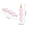10Pcs Triple Natural Rose Quartz Round Beaded Connector Charms PALLOY-SW00003-07-2