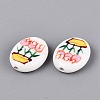 Hand Painted Tulip Flower Oval Porcelain Beads PORC-N012-11C-2