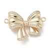 Brass Micro Pave Clear Cubic Zirconia Connector Charms KK-M308-14G-1