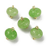 Natural White Jade Dyed Saucer Charms with Rack Plating Golden Tone Brass Bails KK-B103-17B-07-1