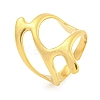304 Stainless Steel Hollow Irregular Open Cuff Ring for Women LS-RJEW-S406-01G-05-1