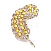 Leaf Alloy Pave Acrylic Rhinestone Brooch JEWB-C029-17B-1