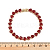Brass Micro Pave Red Cubic Zirconia Link Chain Bracelets for Women BJEW-M047-01A-5