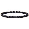 4mm Round Natural Dyed & Heated Black Agate Beads Bracelet for Men LS-KG3069-16-1