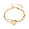 304 Stainless Steel Heart Charm Bracelets LS-BJEW-Z106-02G-2
