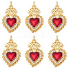 6Pcs Brass Micro Pave Clear Grade AAA Cubic Zirconia Pendants KK-BBC0015-32B-1
