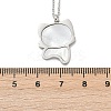 304 Stainless Steel Pave Natural White Shell Cute Cat Shaped Pendant Necklaces for Women NJEW-F339-01P-3