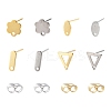 16Pcs 8 Styles 201 Stainless Steel Stud Earring Findings with Hole EJEW-FS0001-21-1