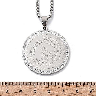 201 Stainless Steel Rhinestone Pendant Necklaces for Women LS-NJEW-U021-05P-1