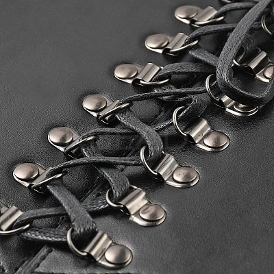 PU Leather Wide Elastic Corset Belt with Alloy Buckle AJEW-WH0518-50-1