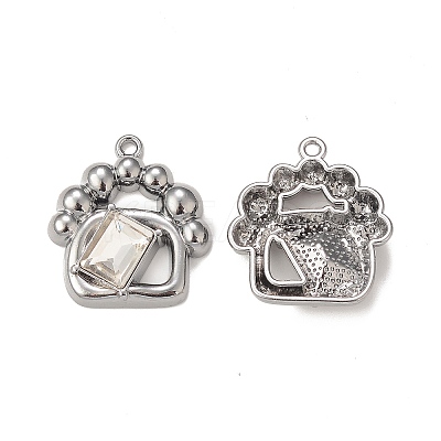 Rack Plating Alloy Glass Pendants PALLOY-P291-15B-01-1