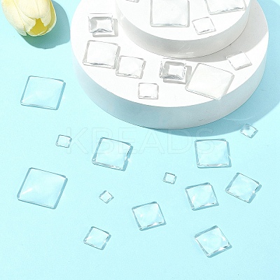48Pcs 6 Styles Transparent Square Glass Cabochons GGLA-FS0001-06-1