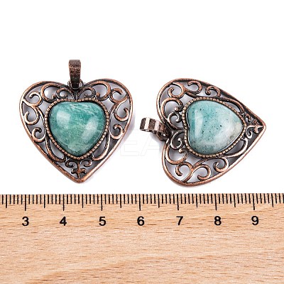 Natural Amazonite Peach Love Heart Pendants G-G158-01-11-1