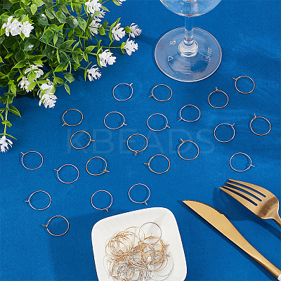 60Pcs 2 Colors 316 Surgical Stainless Steel Wine Glass Charms Rings STAS-LP0001-05B-1