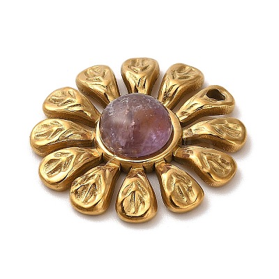 Natural Amethyst Flower Pendants STAS-R009-05G-04-1