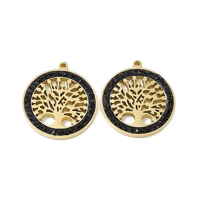 PVD Vacuum Plating 201 Stainless Steel Rhinestone Pendants STAS-J401-VC779-1