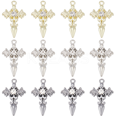 24Pcs 3 Colors Alloy with Rhinestone Pendants FIND-SP0001-91-1