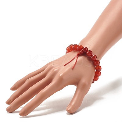 Natural Carnelian Round Beads Stretch Bracelet BJEW-JB07235-04-1