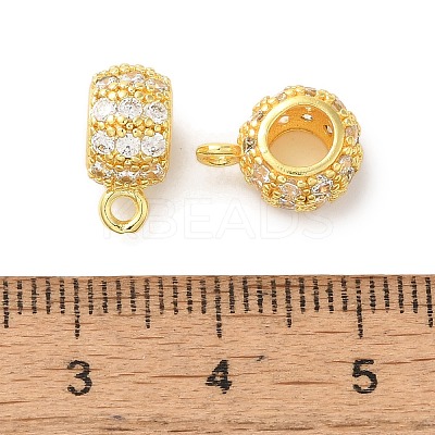 Column Brass Micro Pave Cubic Zirconia Tube Bails KK-C072-05F-G-1