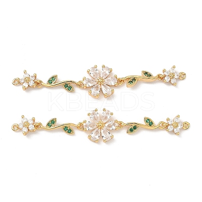 Brass Pave Cubic Zirconia Connector Charms KK-Z139-02G-1