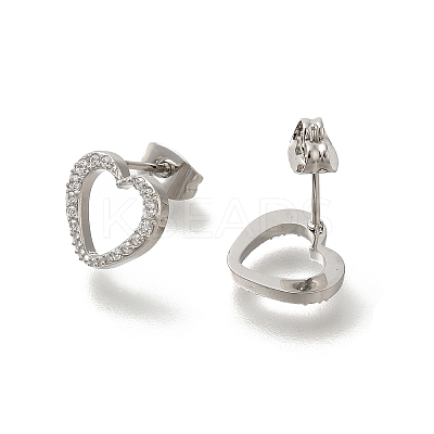 304 Stainless Steel Micro Pave Clear Cubic Zirconia Stud Earrings EJEW-H018-02P-03-1