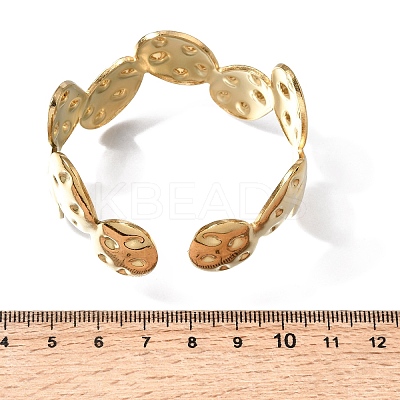 Hammered 304 Stainless Steel Cuff Bangles for Women BJEW-T030-03G-1