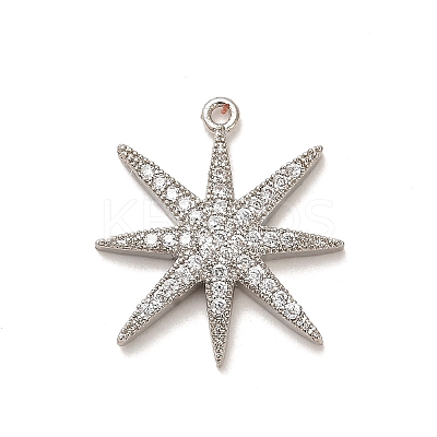 Rack Plating Brass Micro Pave Clear Cubic Zirconia Pendants KK-L210-011P-1