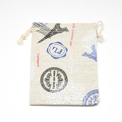 Printed Polycotton(Polyester Cotton) Packing Pouches Drawstring Bags ABAG-T004-10x14-14-1