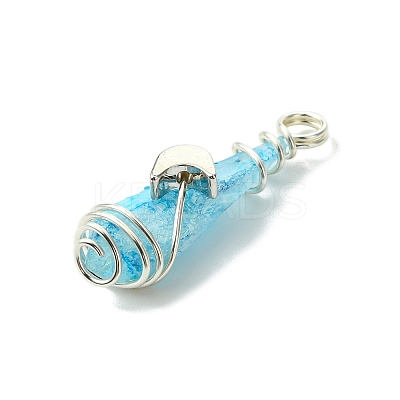 2Pcs Electroplated Natural Quartz Crystal Dyed Copper Wire Wrapped Pendants PALLOY-JF03166-02-1