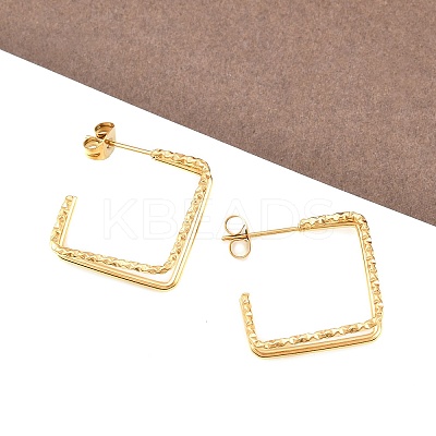 304 Stainless Steel Two-layer Square Stud Earrings EJEW-D339-02G-1