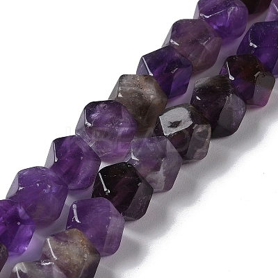 Natural Amethyst Star Cut Round Beads Strands G-M418-C01-01-1