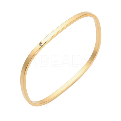 304 Stainless Steel Crystal Rhinestone Rectangle Bangles for Women BJEW-A150-03G-1