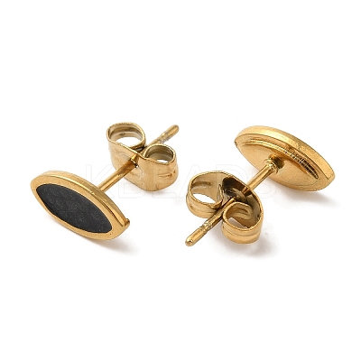 Ion Plating(IP) 304 Stainless Steel Horse Eye Stud Earrings EJEW-C114-22G-1