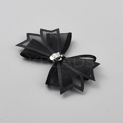 Bowknot Gauze & Rhinestone Shoe Decoration AJEW-WH20067-121A-1