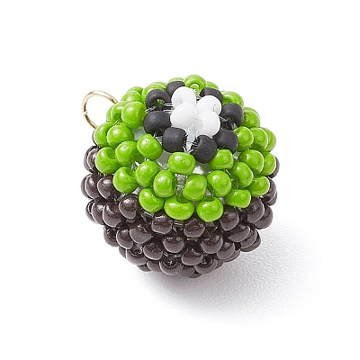Beaded Kiwi Fruit Charms PALLOY-MZ00436-1