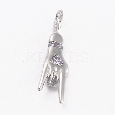 Brass Cubic Zirconia Pendants KK-B030-15A-P-1