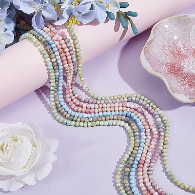 7 Strands 7 Colors Ombre Effect Dyed Glass Beads Strands GLAA-ME0001-08-1