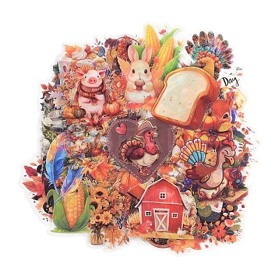 50Pcs Thanksgiving Day Cartoon PET Self-Adhesive Picture Stickers STIC-C010-23-1