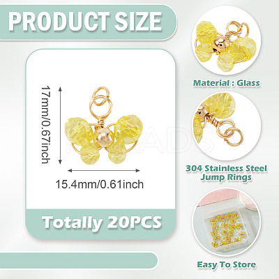 20Pcs Glass Pendants PALLOY-TAC0213-1
