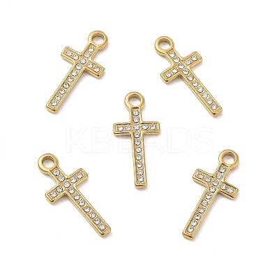 PVD Vacuum Plating 201 Stainless Steel with Rhinestone Pendants STAS-J401-VC1003-1