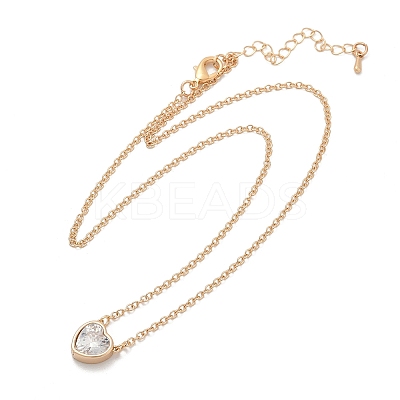 Brass Pave Clear Cubic Zirconia Pendant Necklaces for Women NJEW-Z079-02G-03-1