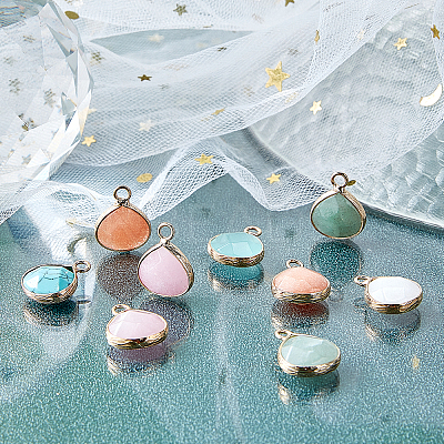 12Pcs 6 Colors Natural White Jade Gemstone Pendants G-SC0002-08B-1